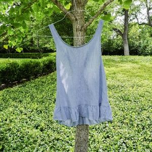 Pin-stripped Ruffled Tank Top